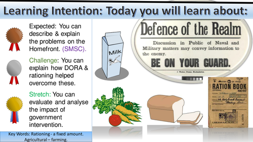 WWI Home-front: Defense of the Realm Act (DORA) & Rationing. 