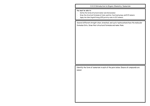 A Level Chemistry: Nomenclature and Isomerism