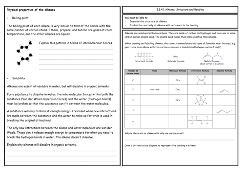 A Level Chemistry: Alkenes