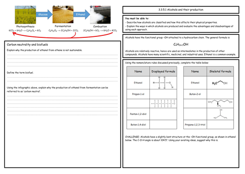 A Level Chemistry: Alcohols