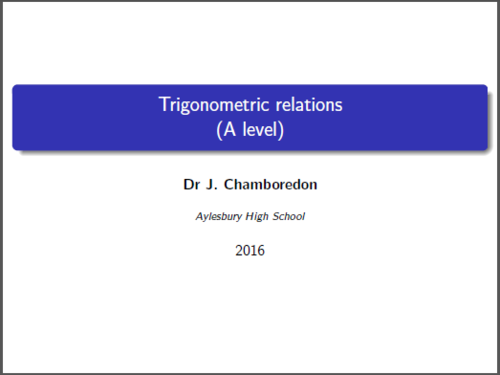 Trigonometric Relations questions (A level maths / C3 and C4)