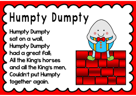 NURSERY RHYMES -SINGING SONGS ROLE PLAY PROPS POSTERS POEMS HUMPTY ...