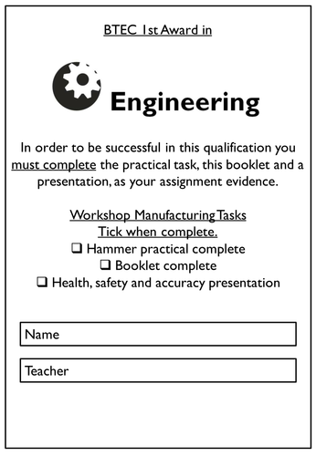 Level 2 BTEC Engineering - Unit 7: Assignment 2: Parameters, techniques, safe working practices etc.