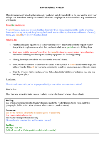 Writing examples KS2 | Teaching Resources