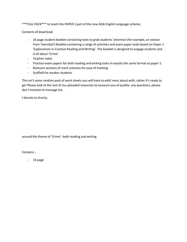 AQA GCSE English Language Paper 1 Explorations in Creative Reading ...