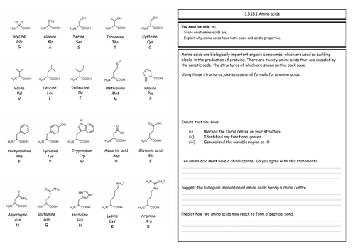 A Level Chemistry: Amino Acids, Proteins, DNA, and Anti-Cancer Drugs