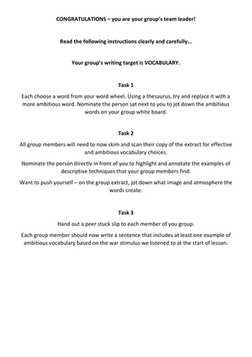 Outstanding creative writing lesson ks3 image