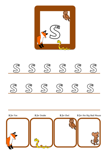 Phase 2 sound writing Gruffalo style  reception HANDWRITING PRACTICE phonics letter formation