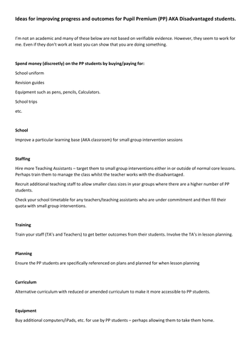 Improving Progress of Pupil Premium Disadvantaged Student Closing the Gap Effective Ideas Strategies