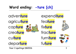 Year 3 spellings: word endings: -sure zh measure and ture ch picture - ppt and ...