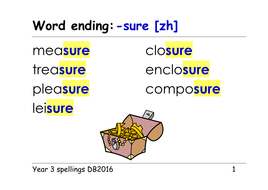 Year 3 spellings: word endings: -sure zh measure and ...