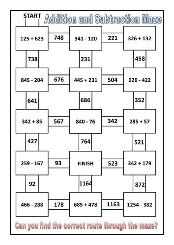 Addition and Subtraction Maze Activity Collection