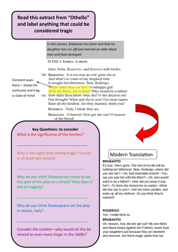 Aqa A Level English Literature B Tragedy Transition Revision Homework Booklet Teaching