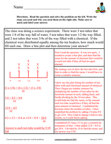Fractional Line Plots 5 MD 2 Teaching Resources