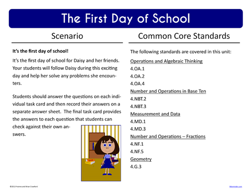 Back to School Task Cards - Fourth Grade Math | Teaching Resources
