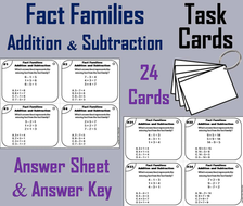 Fact Families: Addition and Subtraction Task Cards | Teaching Resources