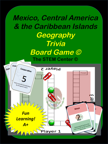 Geography: Mexico - Central America, & Caribbean Islands Geography Trivia Board Game!