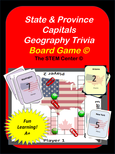 United States Capitals - and Canadian Capitals Trivia Game. 