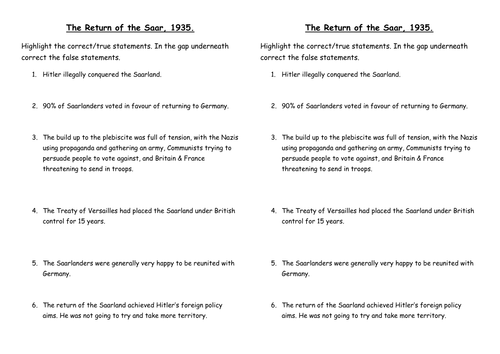Return Of The Saarland 1935 Hitler s Foreign Policy Teaching Resources