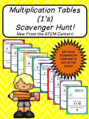 Multiplication Tables (1's): Scavenger Hunt