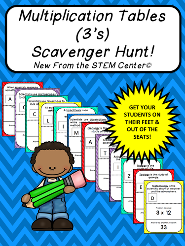 Multiplication Tables (3's): Scavenger Hunt