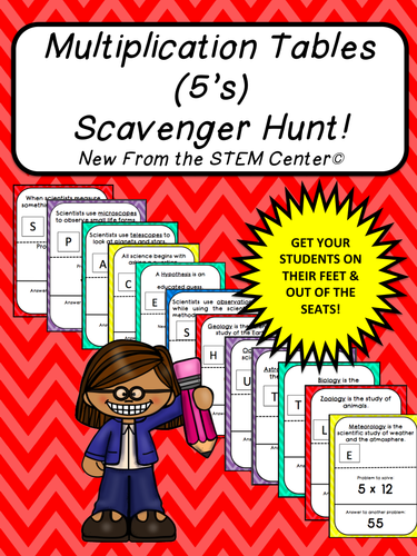 Multiplication Tables (5's): Scavenger Hunt