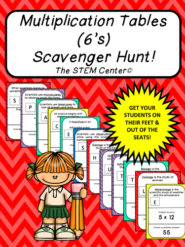 Multiplication Tables (6's): Scavenger Hunt