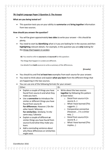 New Aqa English Language Gcse Paper 2 Question 2 Revision Teaching