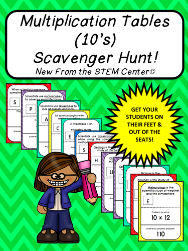 Multiplication Tables (10's): Scavenger Hunt