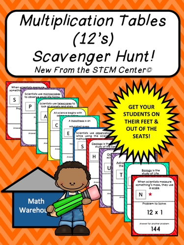 Multiplication Tables (12's): Scavenger Hunt