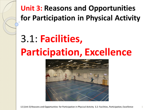 IGCSE PE 3.2. Facilities, Participation, Excellence