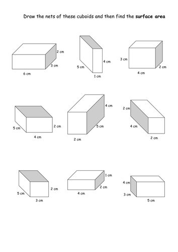 Cuboids - vertcies/edges/faces, nets and surface area | Teaching Resources