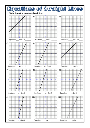 Equations from a Straight Line Worksheet | Teaching Resources