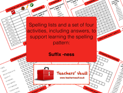 Suffix -ness Spelling Activities | Teaching Resources