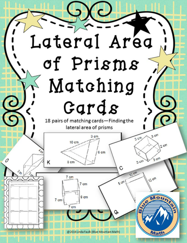 Lateral Area of Prisms Matching Card Set | Teaching Resources