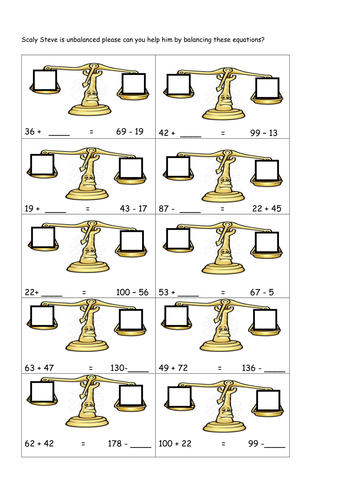 Scaly Steve Balancing Equations Year 4 by - UK Teaching Resources - TES