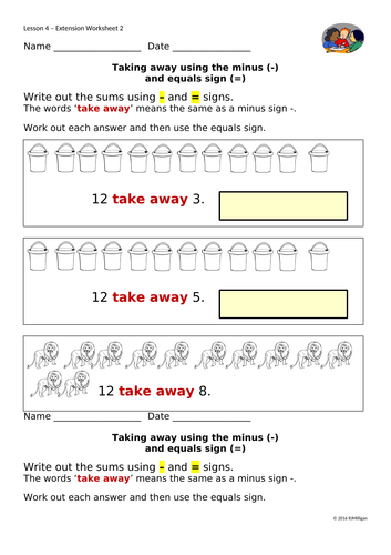 subtraction taking away worksheets activities presentations eyfsks1