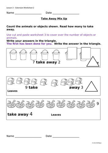Subtraction Taking Away Worksheets Activities Presentations EYFS/KS1