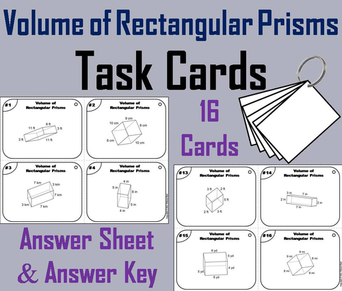 Volume of Rectangular Prisms Task Cards