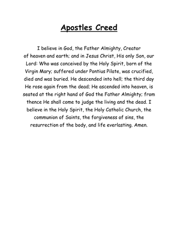 Christian Creeds. The Nicene and Apostles Creed. Design your own! 