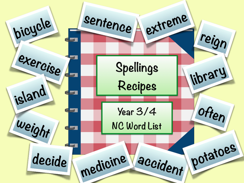 Spellings Recipes - Using Year 3/4 Word List