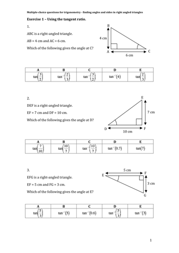 Maths Ks3 And Ks4 Gcse Pythagoras And Trigonometry In Right Angled Triangles Activity 8488