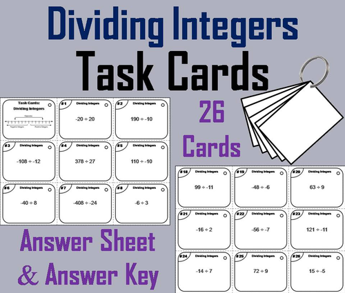 Dividing Integers Task Cards