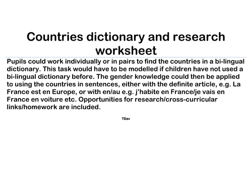 KS2-3 French: Francophone Countries - Lessons and Resource Pack