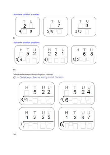 year 4 5 6 maths short division lesson plans by sparkle1978