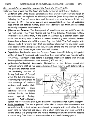 International Relations: Causes of WWI - A level resource pack