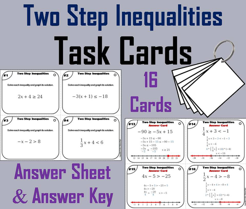 Two Step Inequalities Task Cards