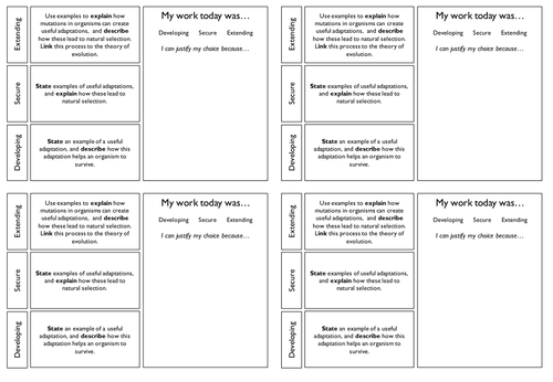 Learning objectives template with student self-assessment/reflection ...