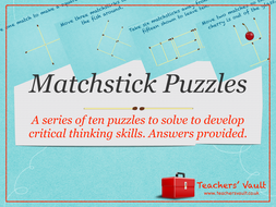 matchstick puzzles with answers teaching resources