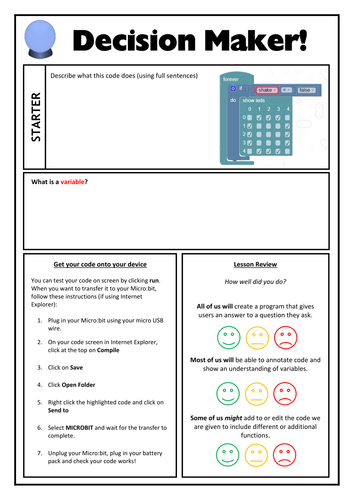 BBC Micro Bit Fun Lesson - Program a Decision Maker - KS2/3 Computing/Computer Science FULL Lesson